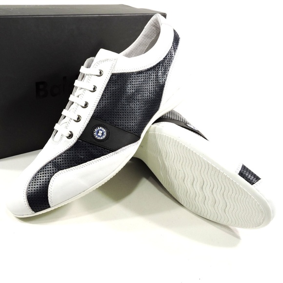 Baldinini 🇮🇹Mens white & blue Leather comfort Sneakers